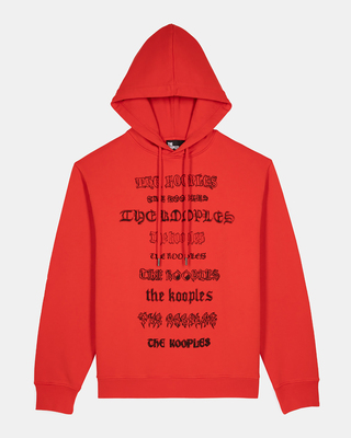 Hooded sweatshirt with red screen print
