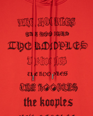 Hooded sweatshirt with red screen print