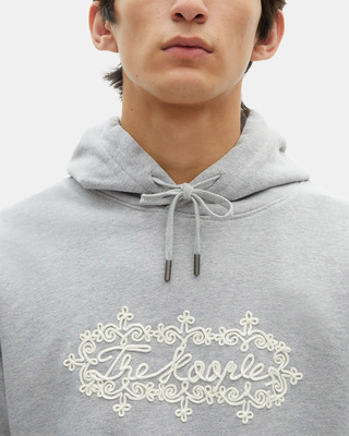 Grey embroidered logo hoodie