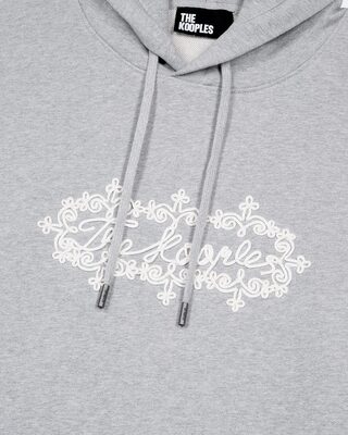 Grey embroidered logo hoodie