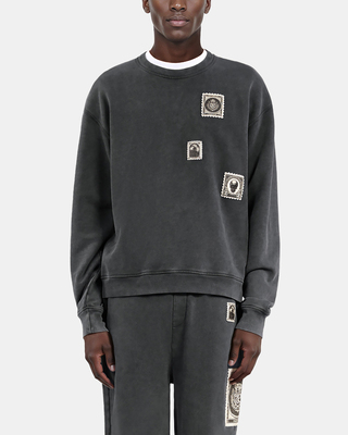 Black faded sweatshirt with patches
