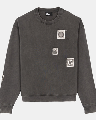 Black faded sweatshirt with patches