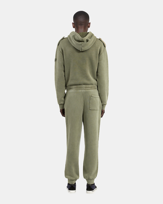 Hooded sweatshirt with khaki patches
