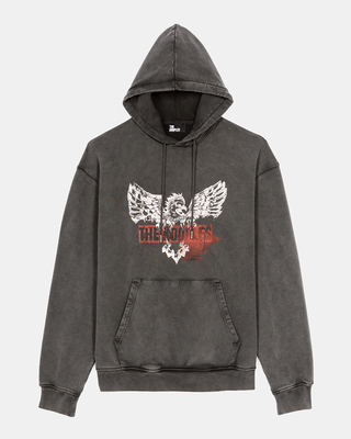 Black screen-printed hooded sweatshirt 