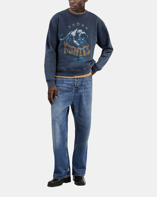 Sweatshirt with navy blue logo screen print