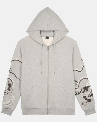 Grey embroidered sleeve hoodie
