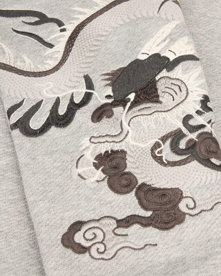 Grey embroidered sleeve hoodie