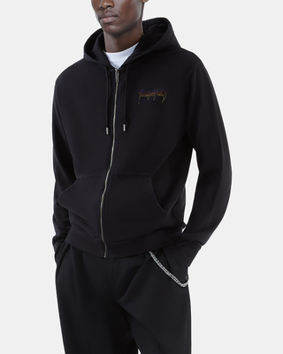 Hooded sweatshirt with black screen print