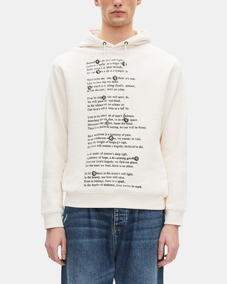Hooded sweatshirt with ecru screen print