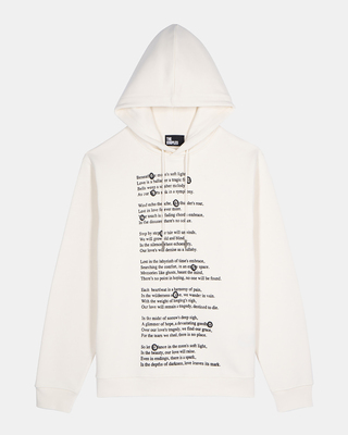 Hooded sweatshirt with ecru screen print