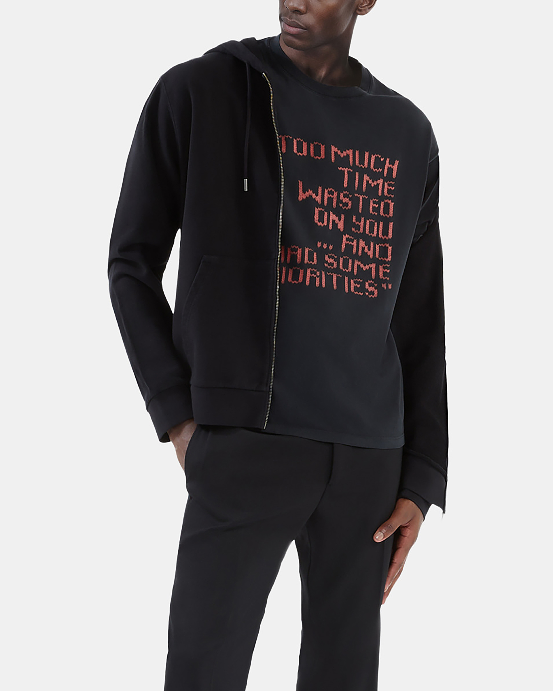 T-shirt with black knit effect screen printing