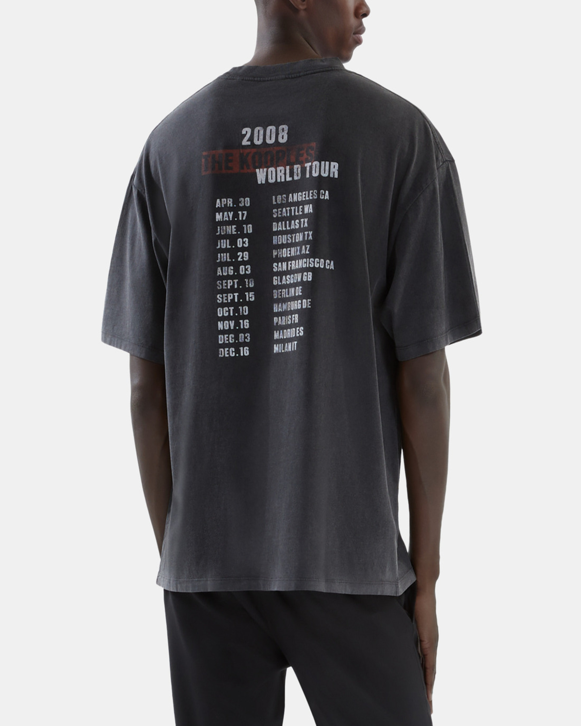 Black screen-printed T-shirt