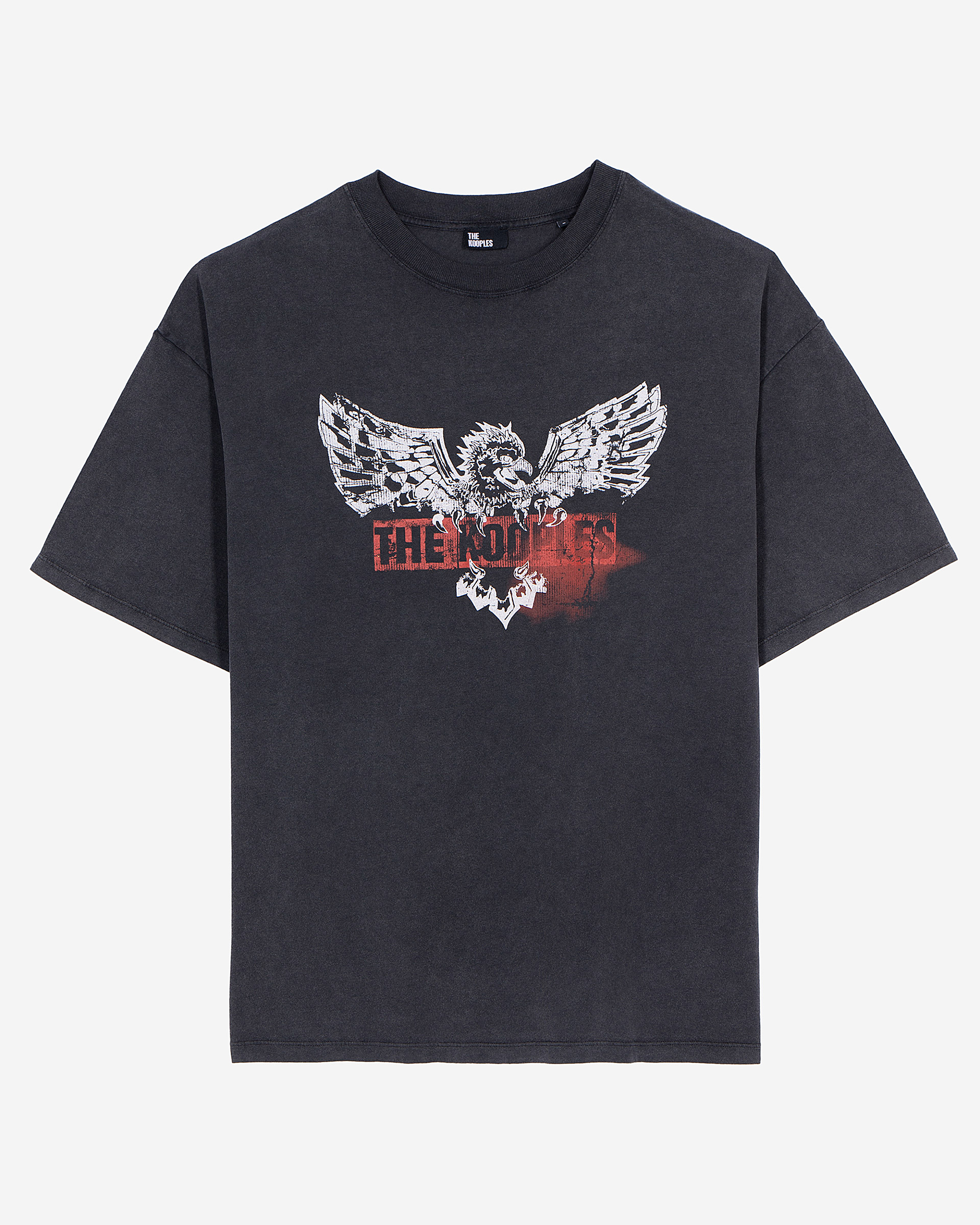 Black screen-printed T-shirt