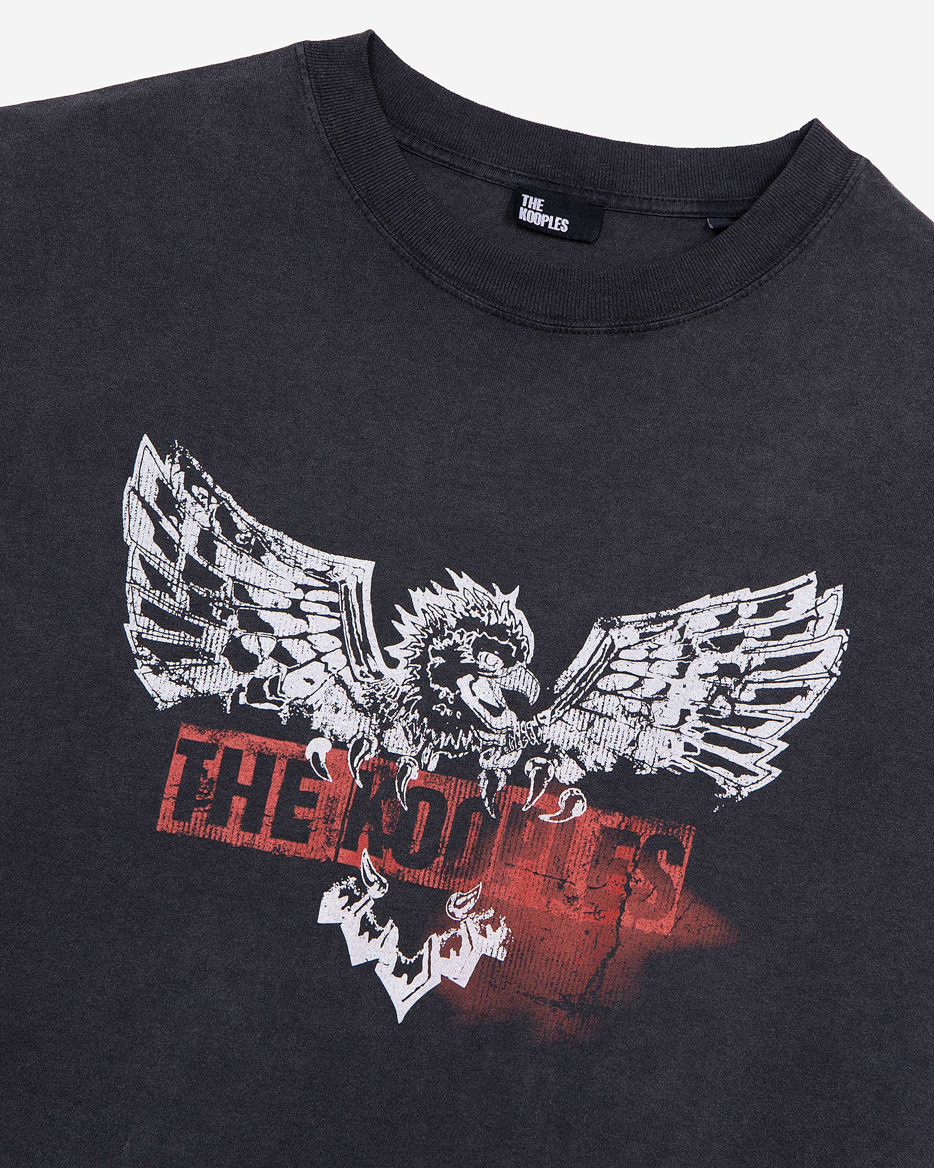 Black screen-printed T-shirt