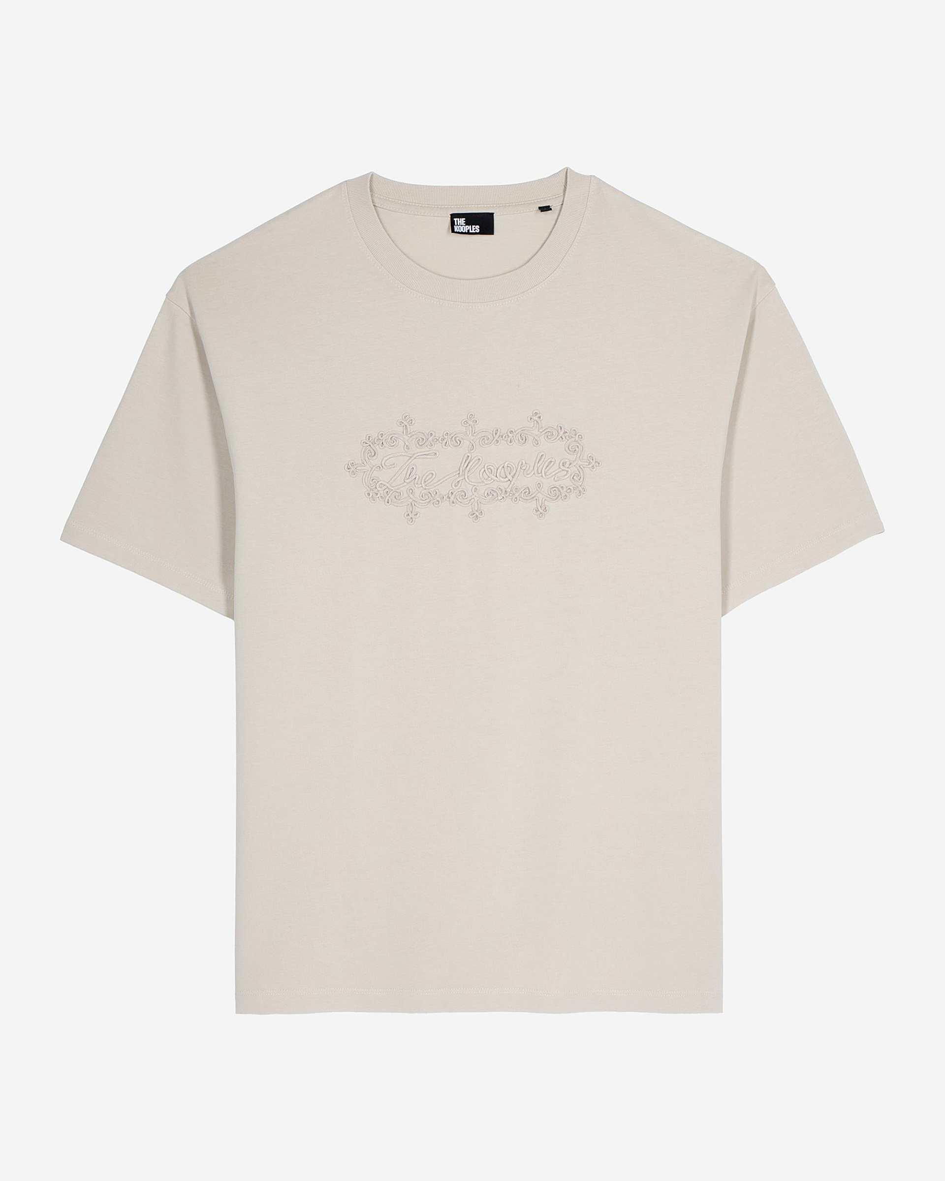 T-shirt with beige logo embroidery