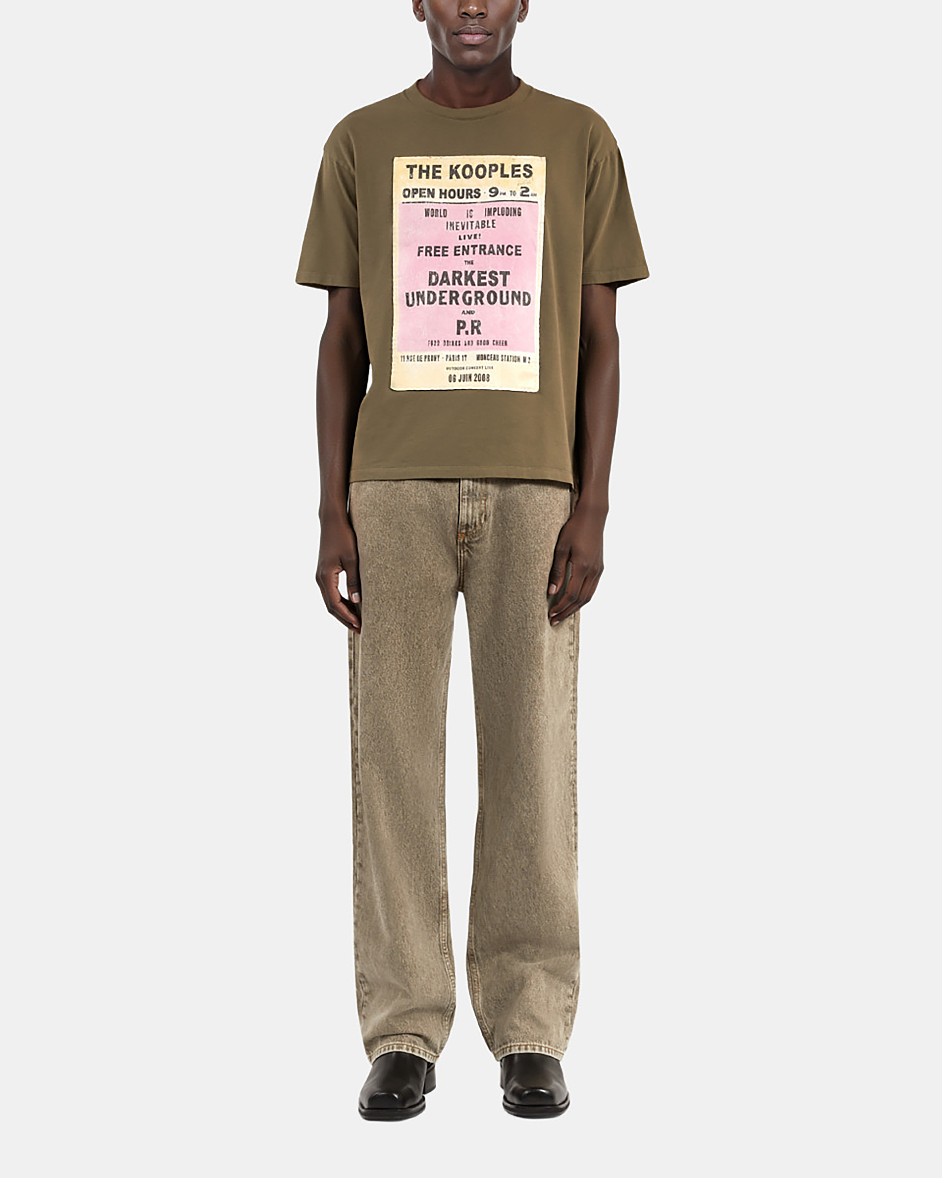 T-shirt with khaki screen print