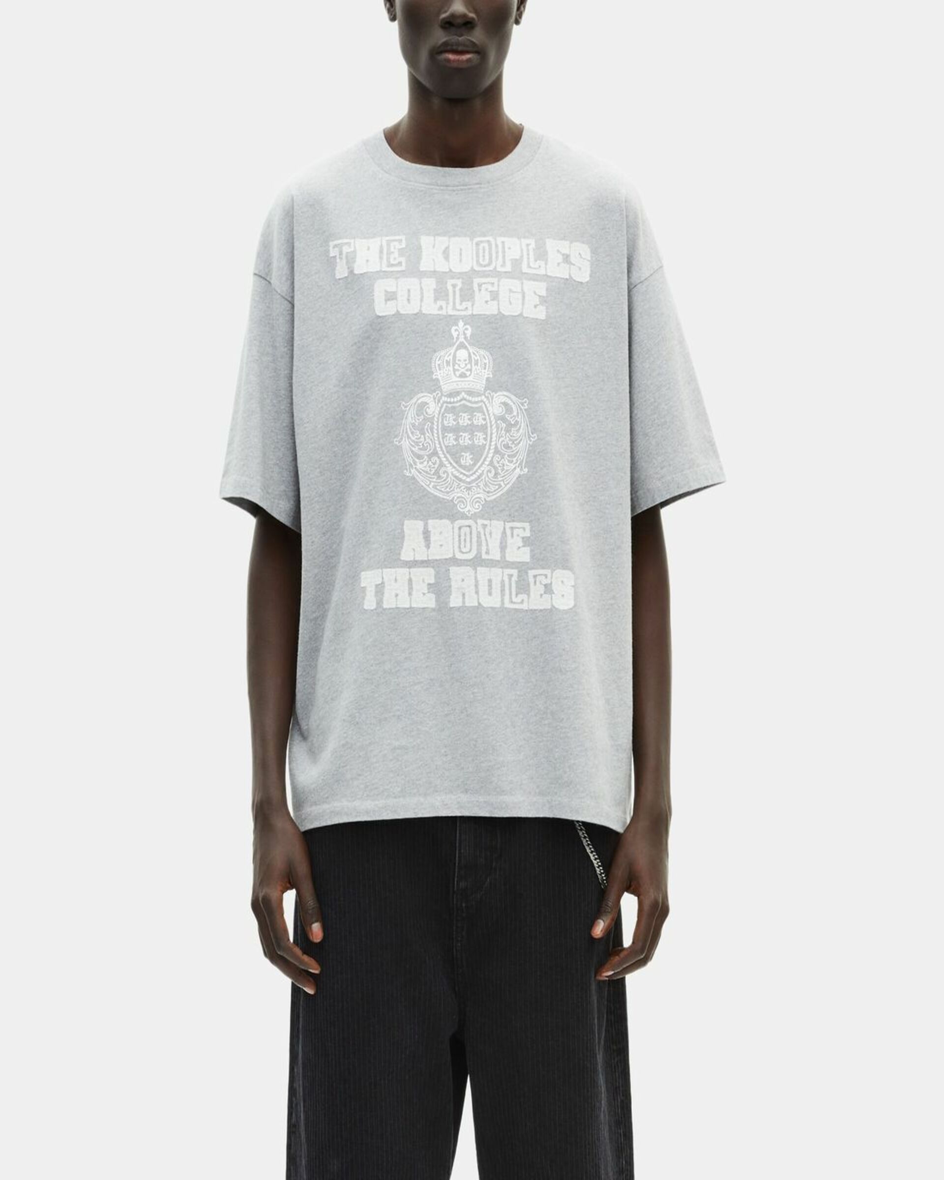 Gray T-shirt with screen print patch