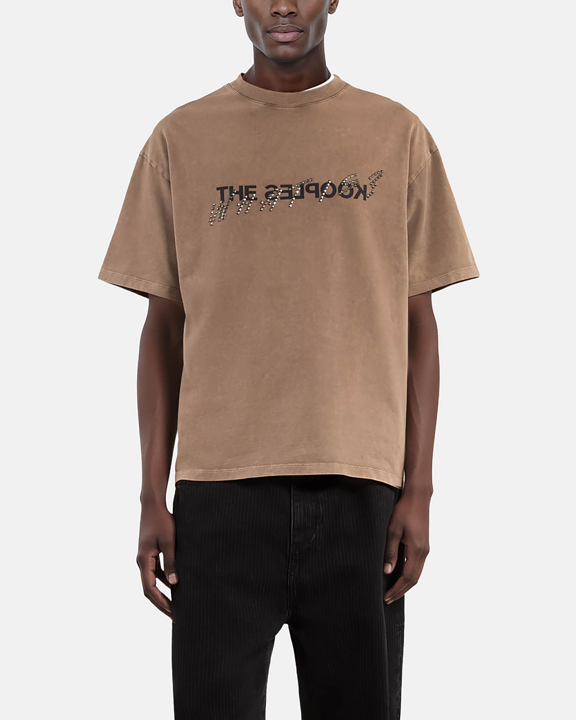 What is light brown T-shirt