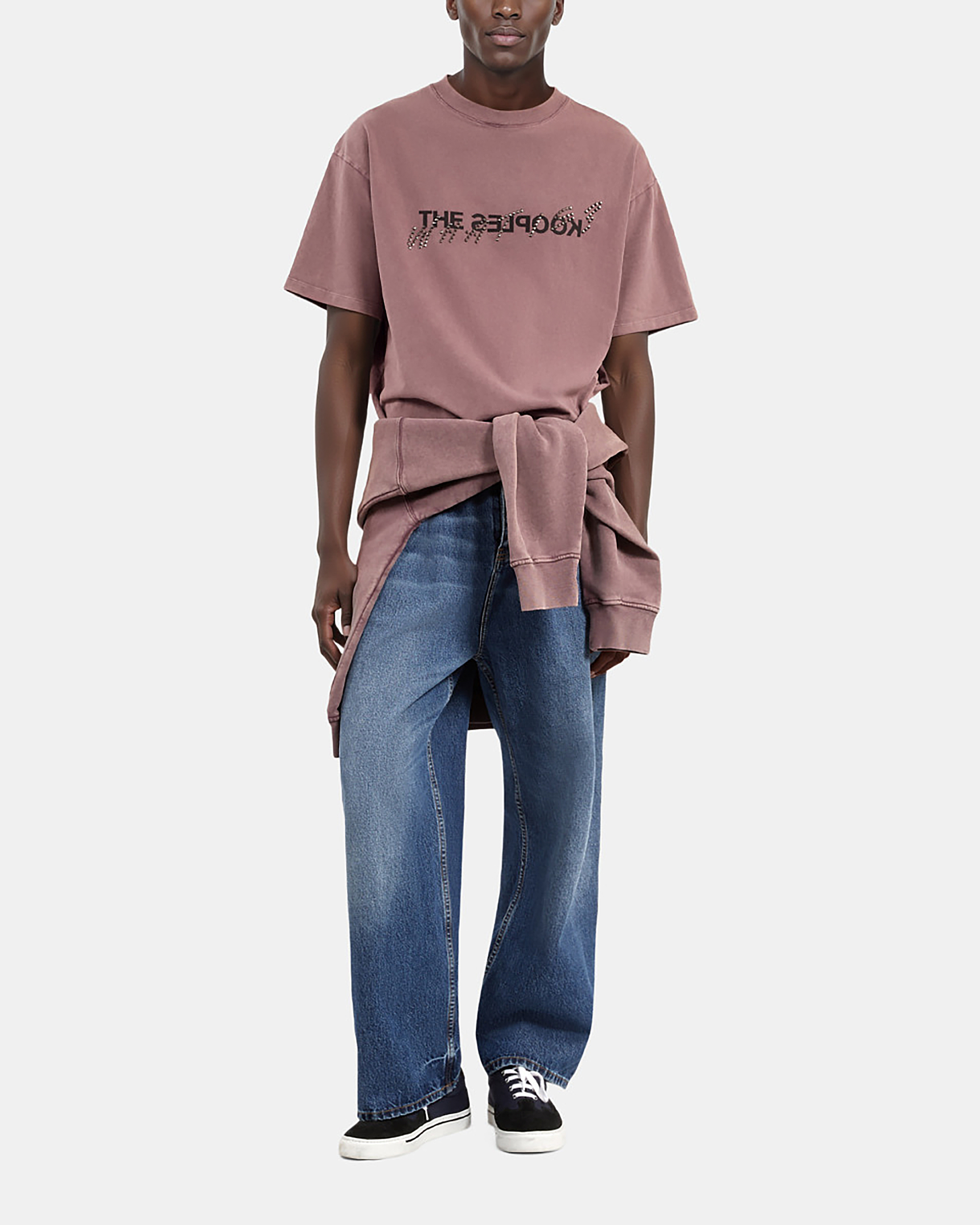 What is burgundy T-shirt
