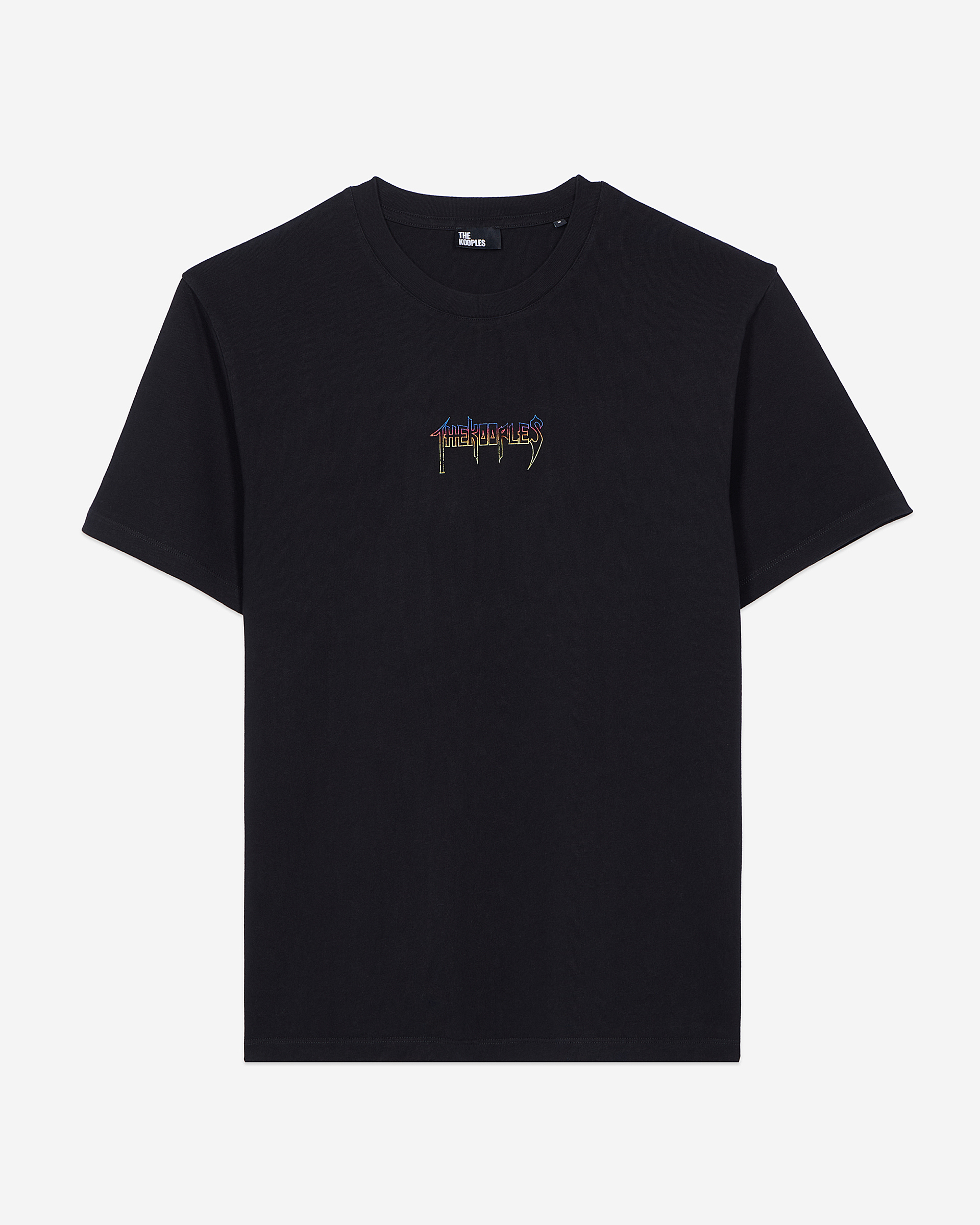Black screen-printed T-shirt