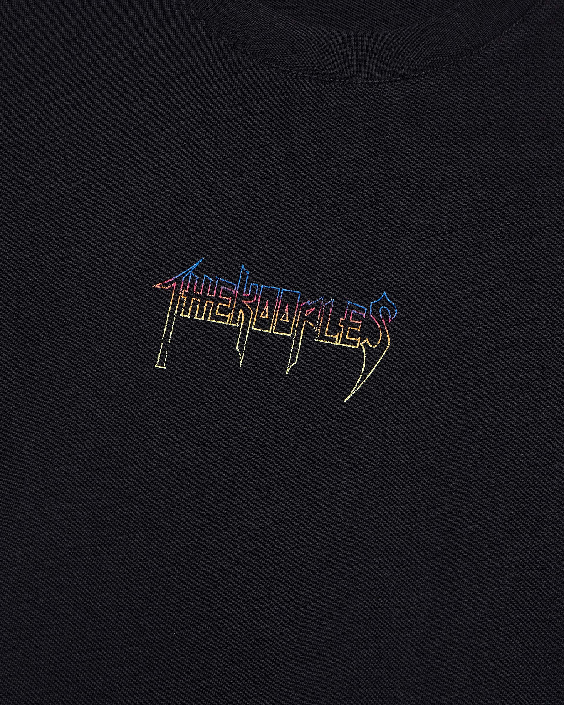 Black screen-printed T-shirt