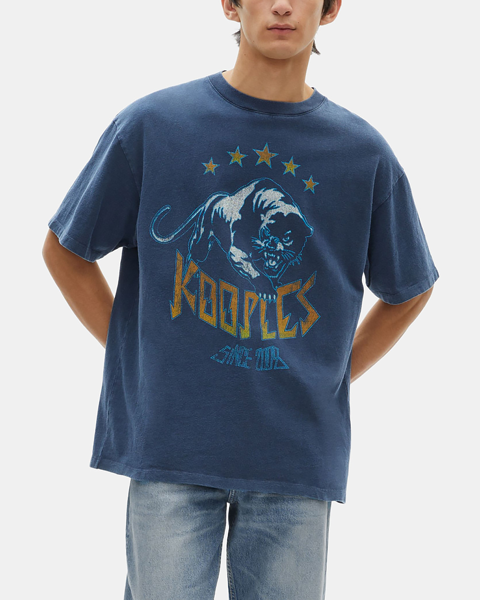T-shirt with navy screen print