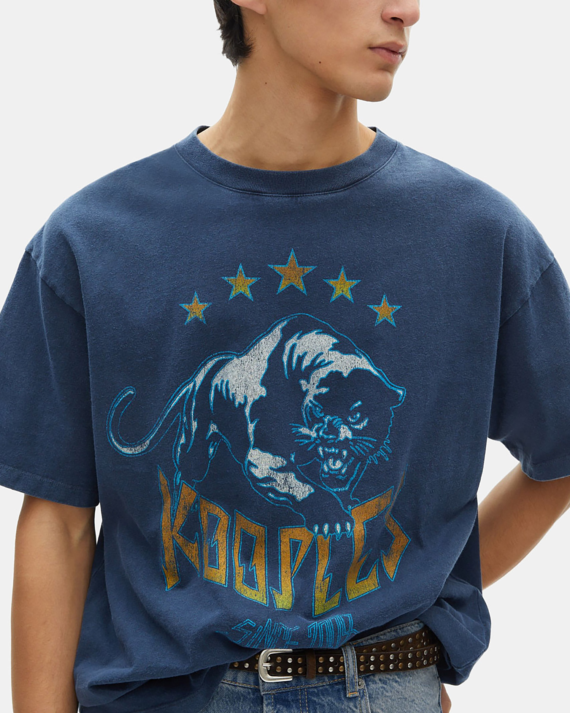 T-shirt with navy screen print