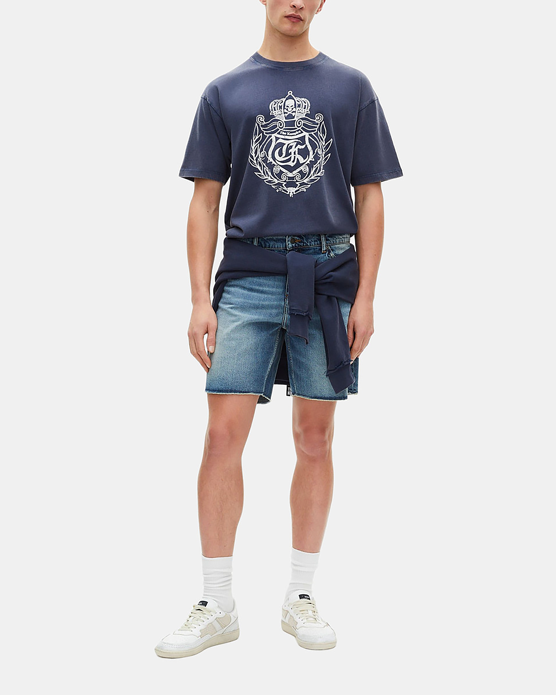 T-shirt with navy screen print