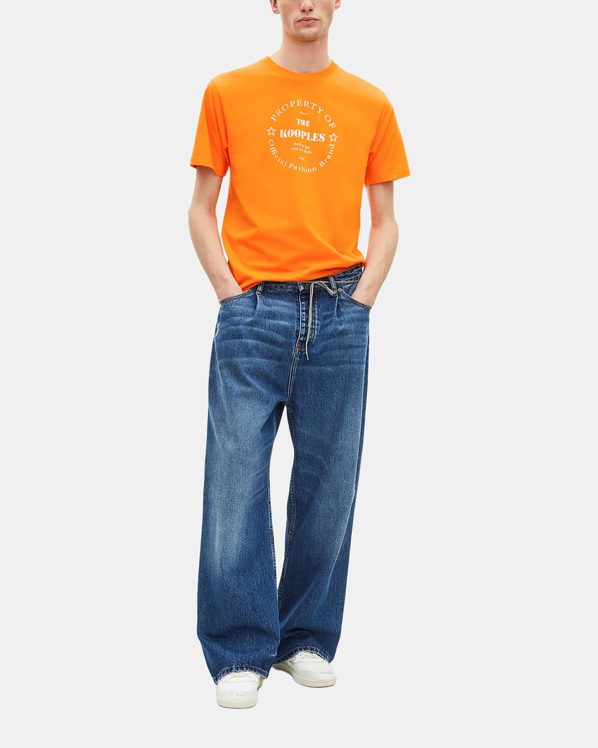 T-shirt with orange screen printing