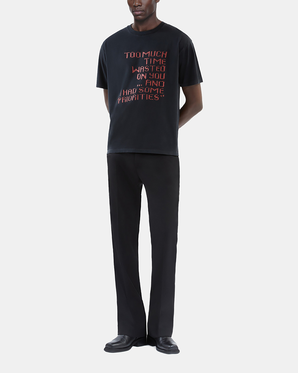 T-shirt with black knit effect screen printing