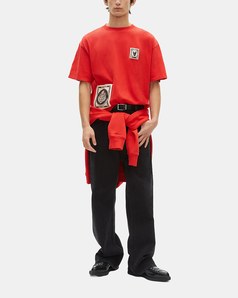 T-shirt with red patches