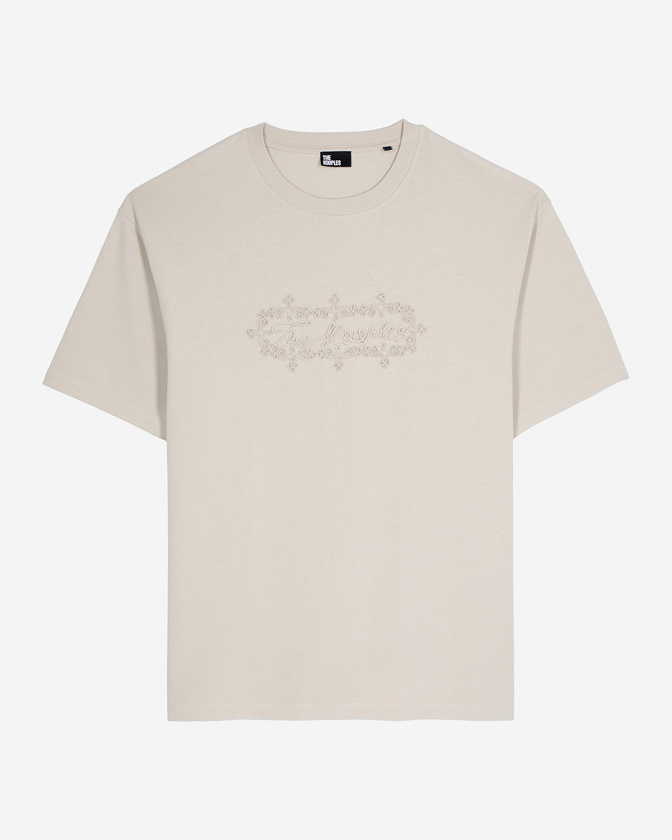 T-shirt with beige logo embroidery