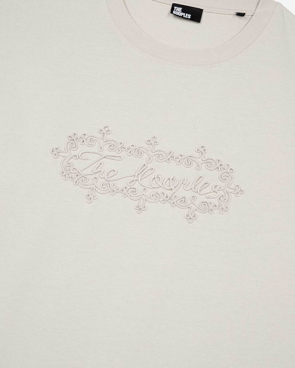 T-shirt with beige logo embroidery
