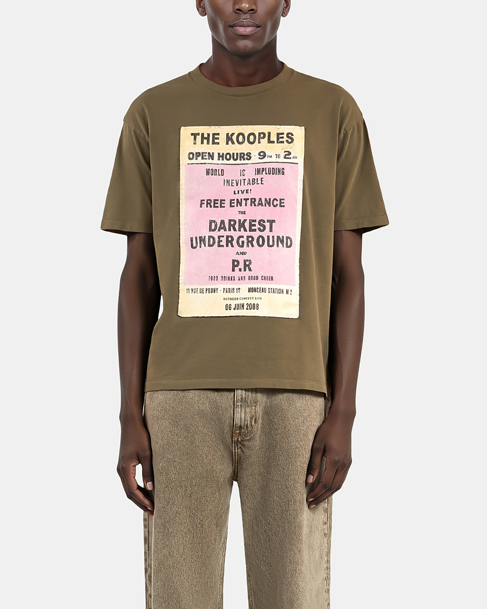 T-shirt with khaki screen print