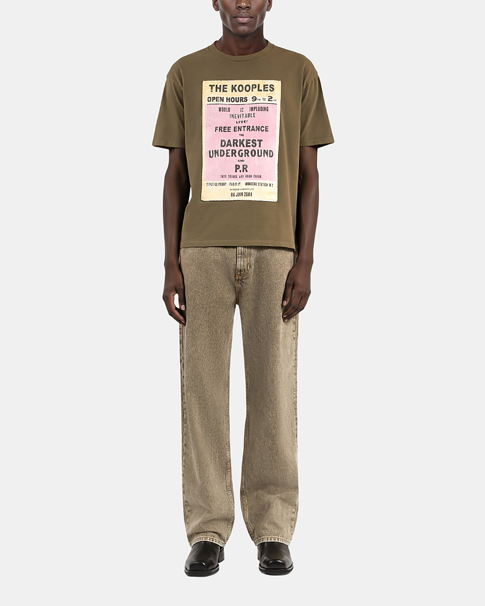 T-shirt with khaki screen print