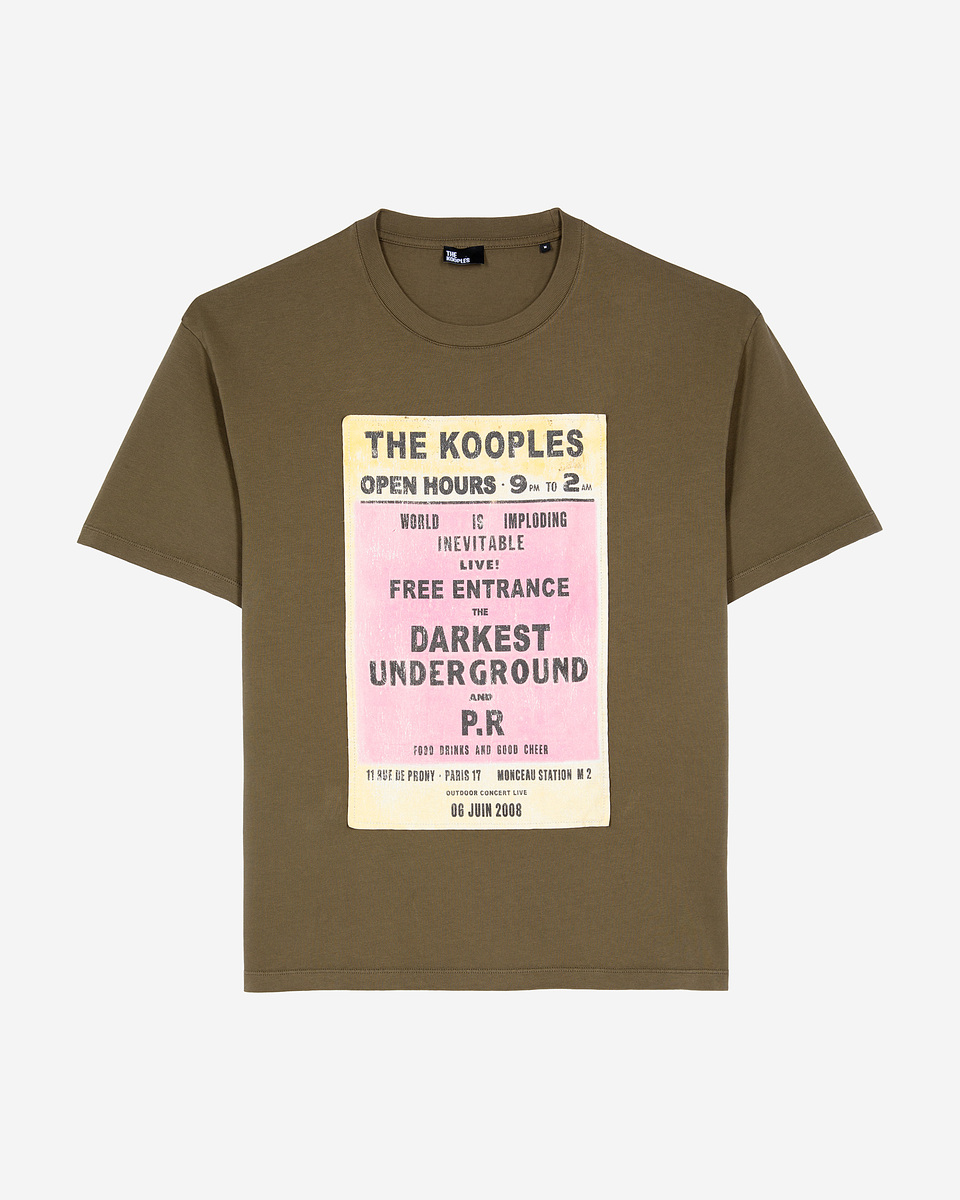 T-shirt with khaki screen print