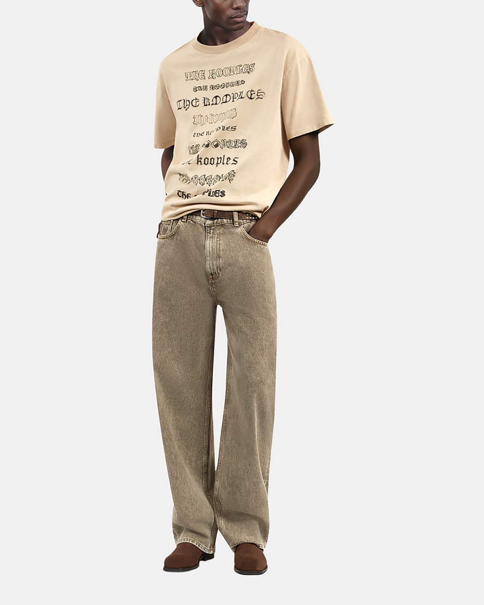 T-shirt with beige screen print