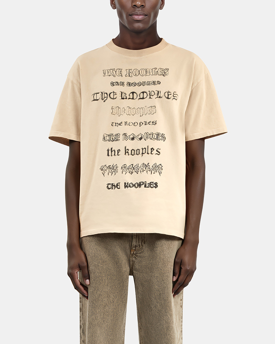 T-shirt with beige screen print