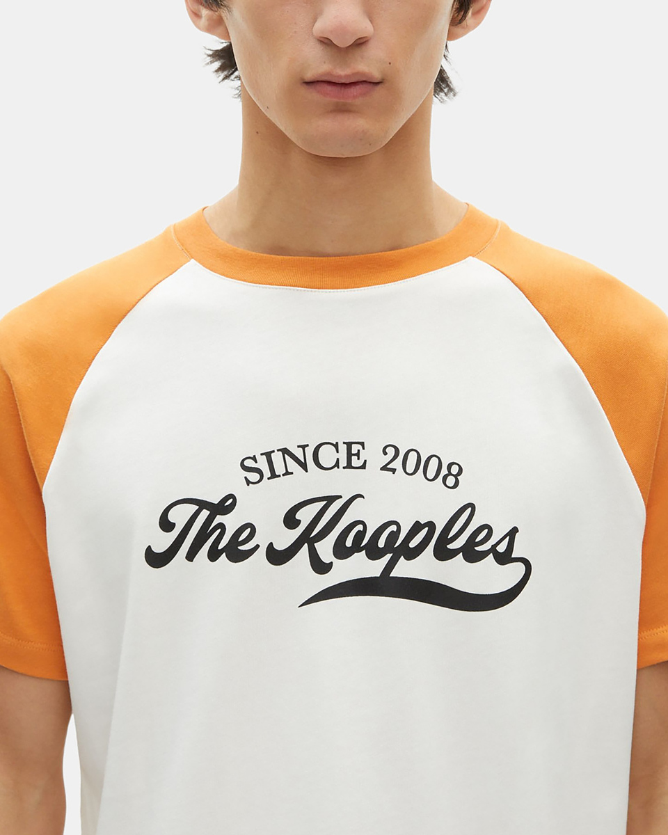 T-shirt with ecru logo screen print