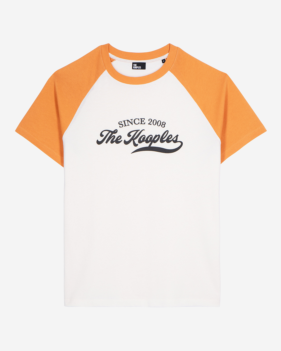 T-shirt with ecru logo screen print