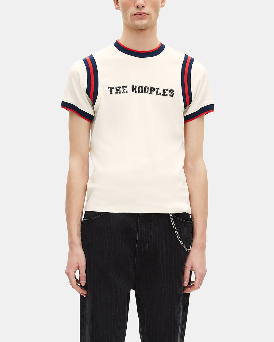 T-shirt with ecru logo
