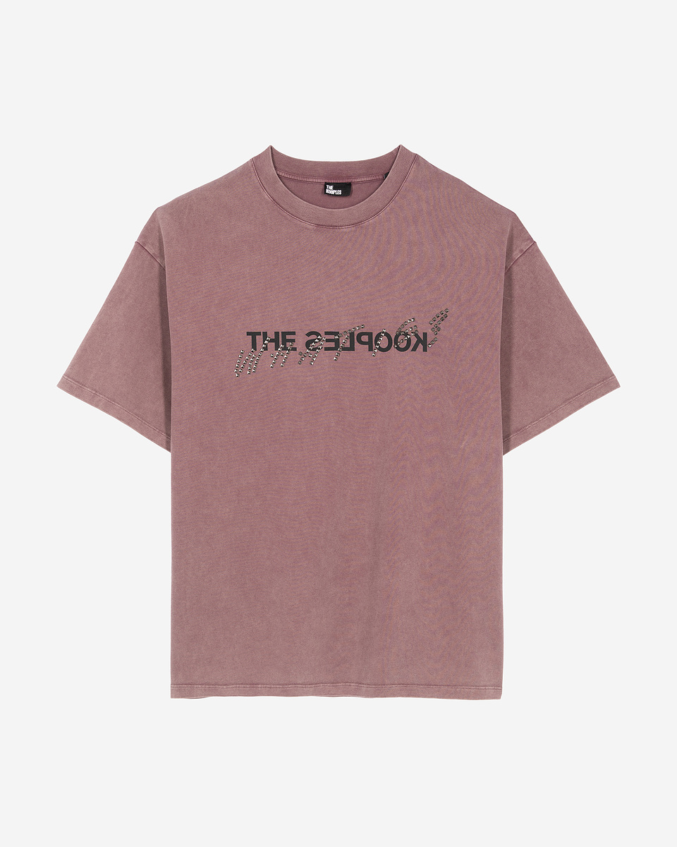 What is burgundy T-shirt