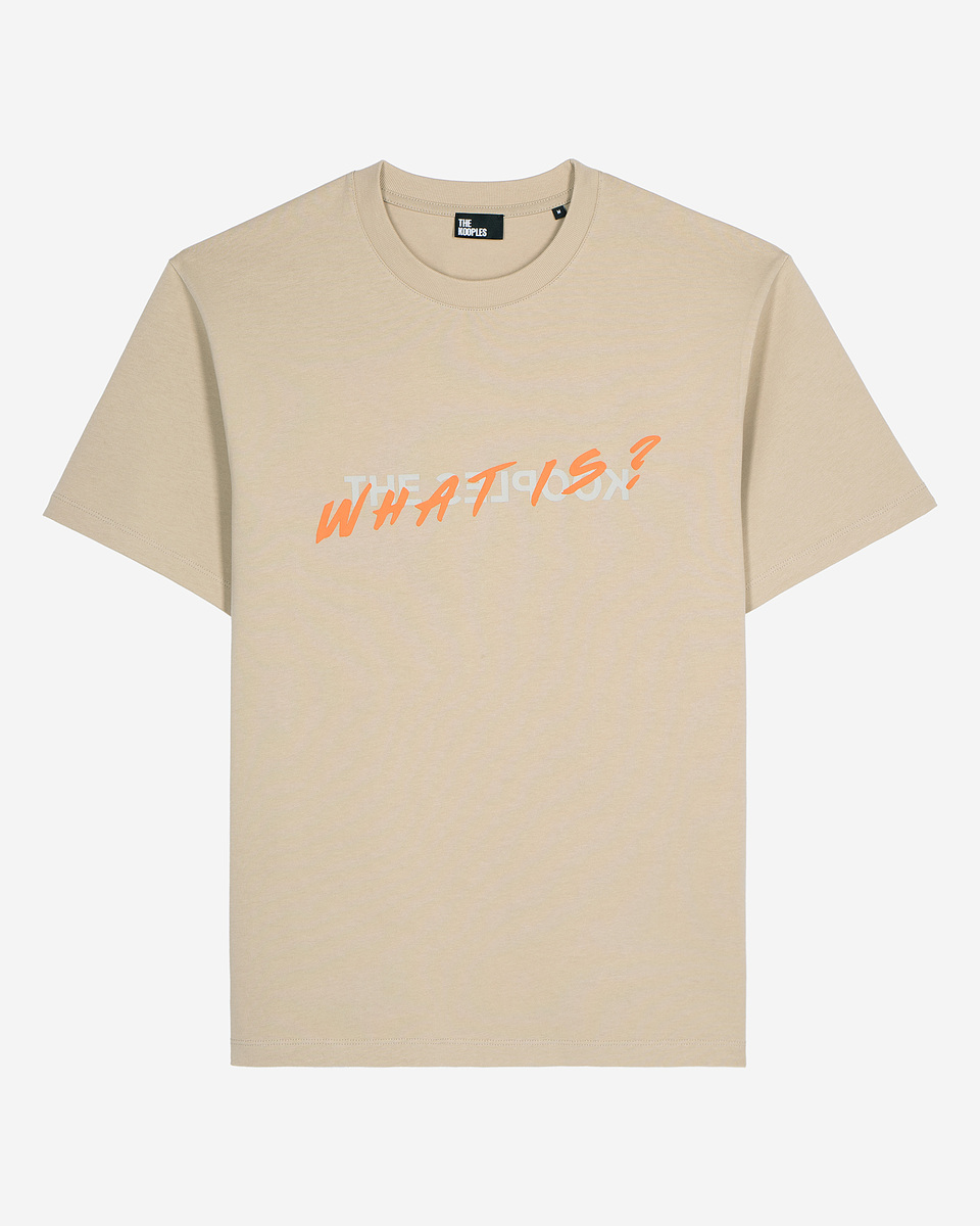 What is beige T-shirt