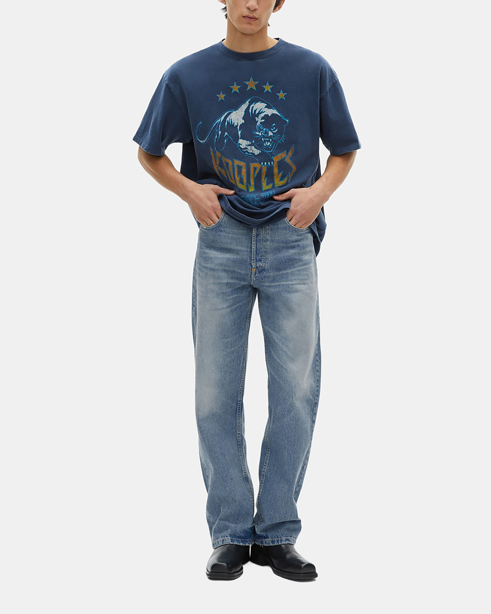T-shirt with navy screen print