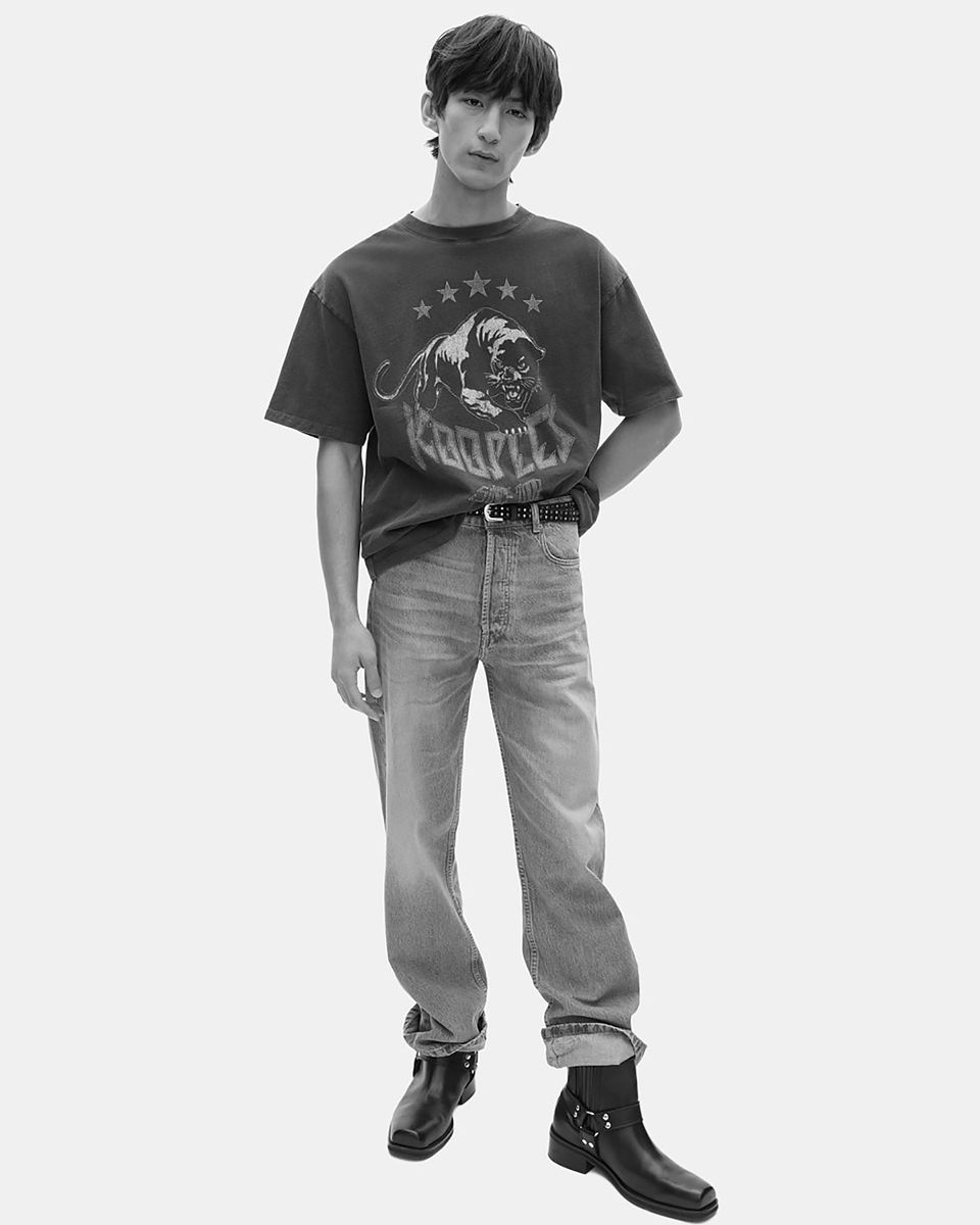 T-shirt with navy screen print