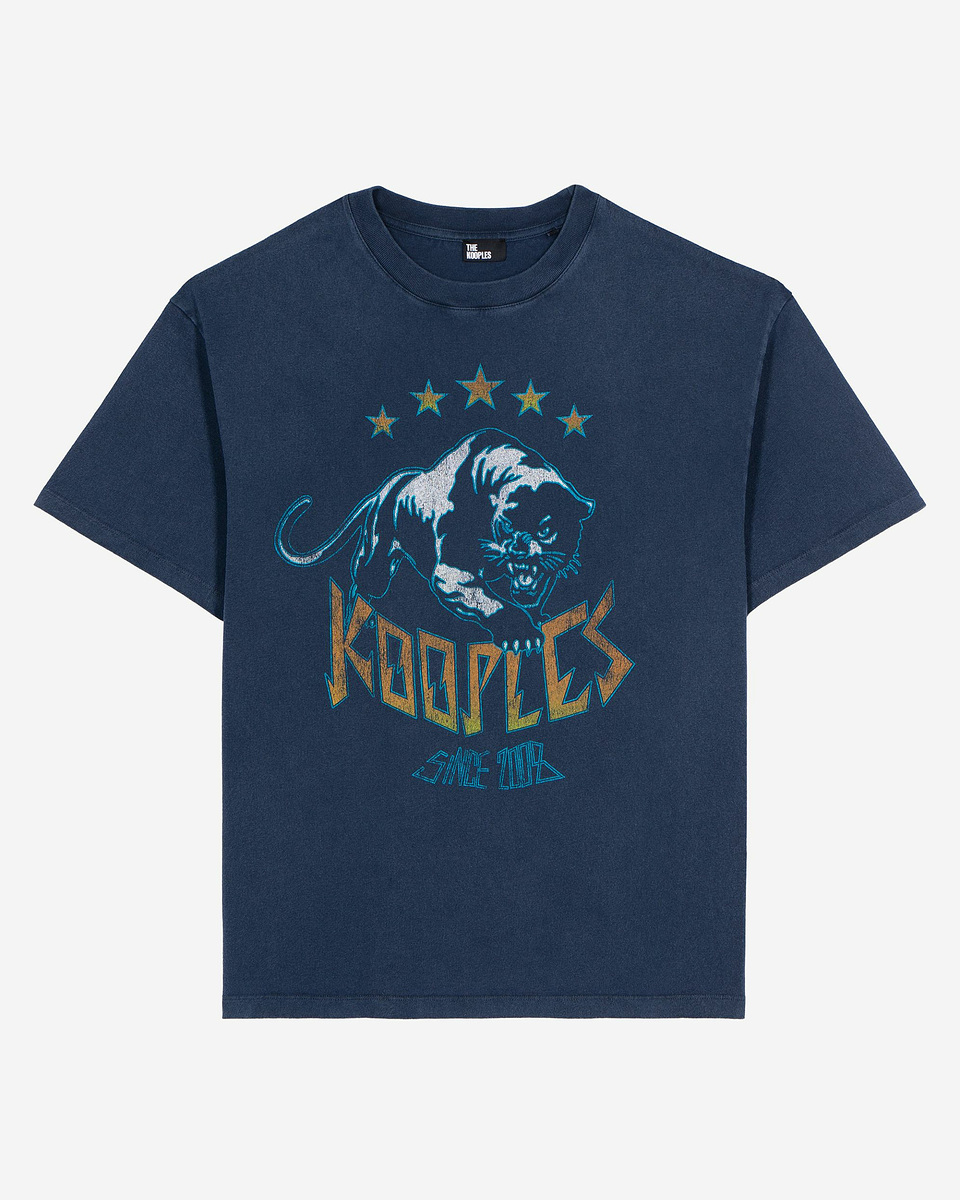 T-shirt with navy screen print