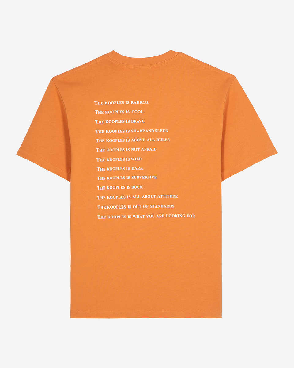 What is orange T-shirt
