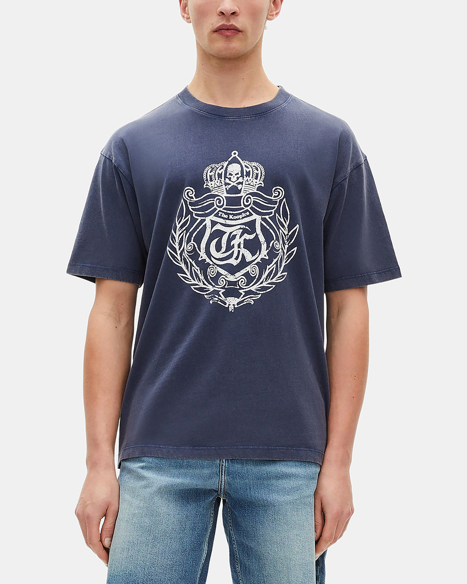T-shirt with navy screen print