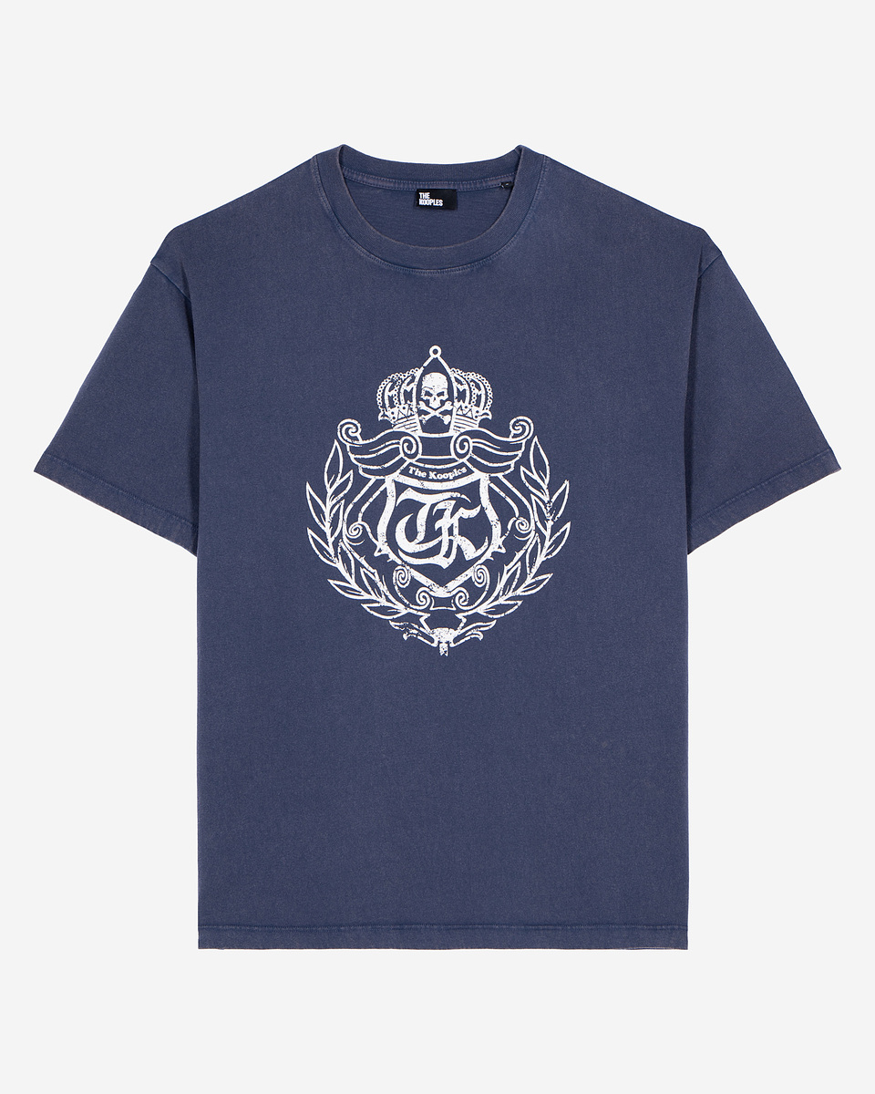T-shirt with navy screen print