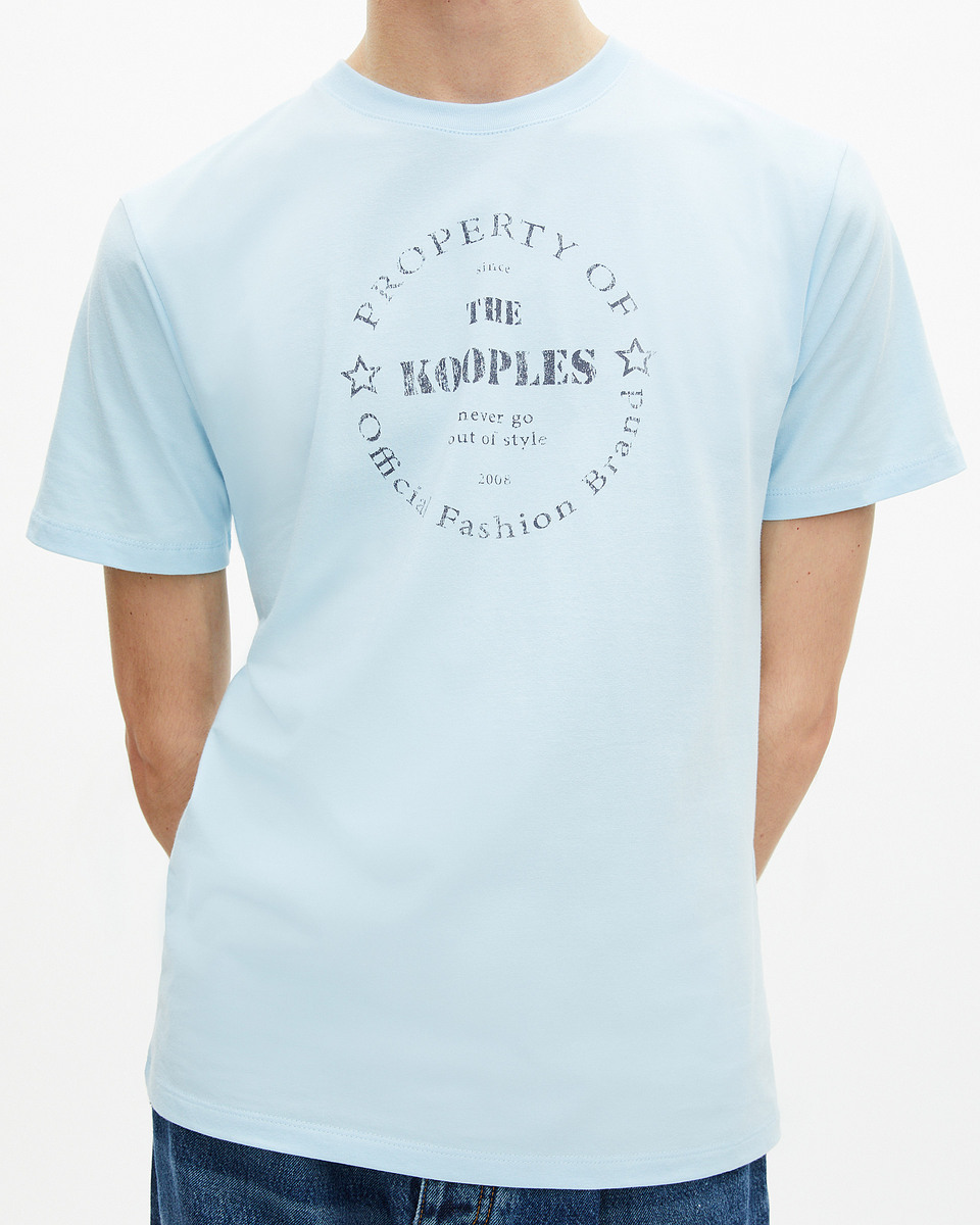 T-shirt with light blue screen printing